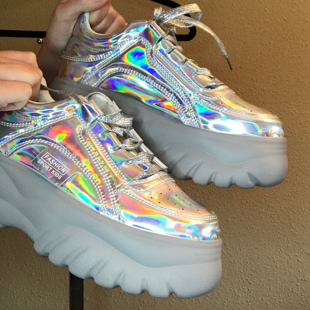 Holographic Platform Sneakers